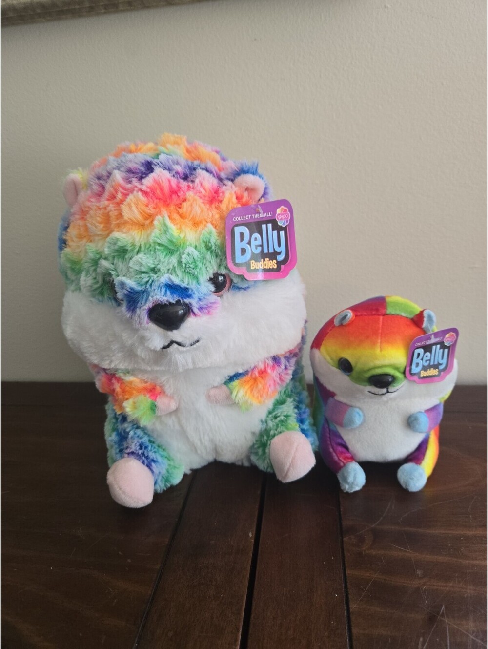 New Nanco Plush Hamster Belly Buddies Multicolor Rainbow Stuffed Animal Doll 9”